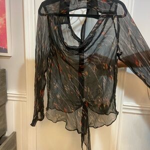 Sheer Black and Multicolor Women's Top